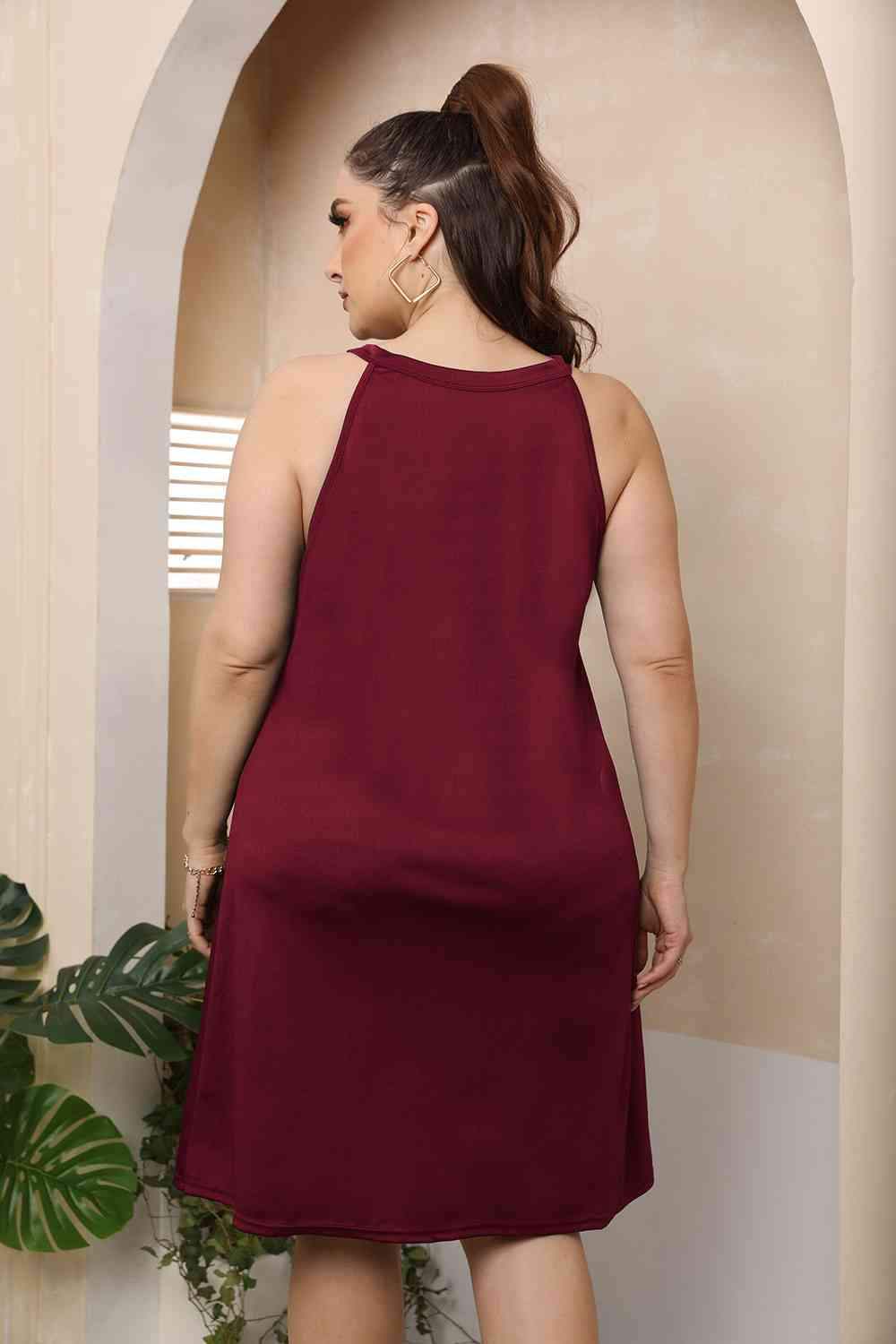 Plus Size Cutout Round Neck Sleeveless Dress - Trendsi - Flyclothing LLC