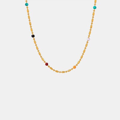 18K Gold-Plated Oil Drip Bead Necklace - Trendsi