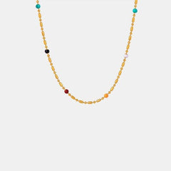 18K Gold-Plated Oil Drip Bead Necklace - Trendsi