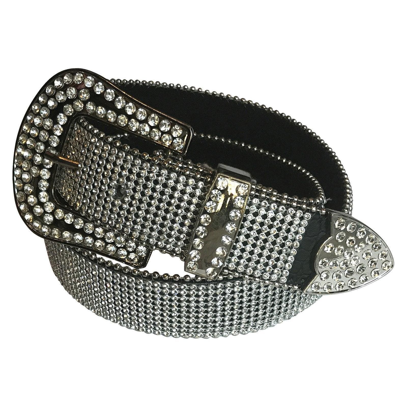 Rhinestone Ostrich Pattern Genuine Leather Western Belt - Rockmount Clothing