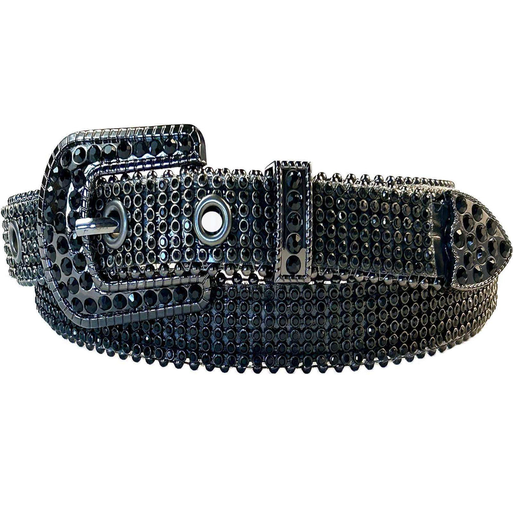Rockmount Clothing Black Tapered Rhinestone Ostrich Pattern Genuine Leather Western Belt - Rockmount Clothing - Flyclothing LLC