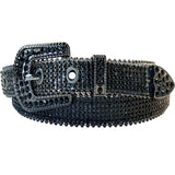 Rockmount Clothing Black Tapered Rhinestone Ostrich Pattern Genuine Leather Western Belt - Rockmount Clothing - Flyclothing LLC