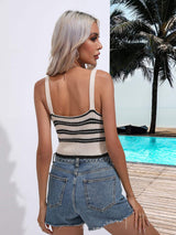 Striped Cropped Knit Tank - Trendsi - Flyclothing LLC