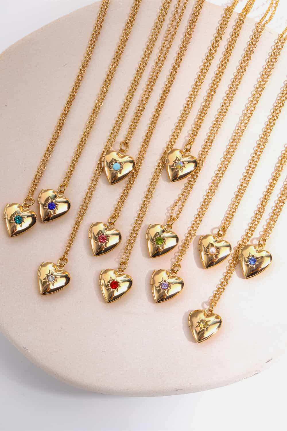 Zircon Heart Shape 14K Gold-Plated Pendant Necklace - Trendsi - Flyclothing LLC
