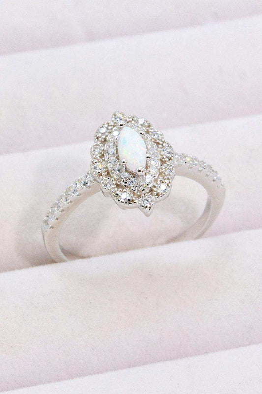 Modern Love Story Opal and Zircon Ring - Trendsi - Flyclothing LLC