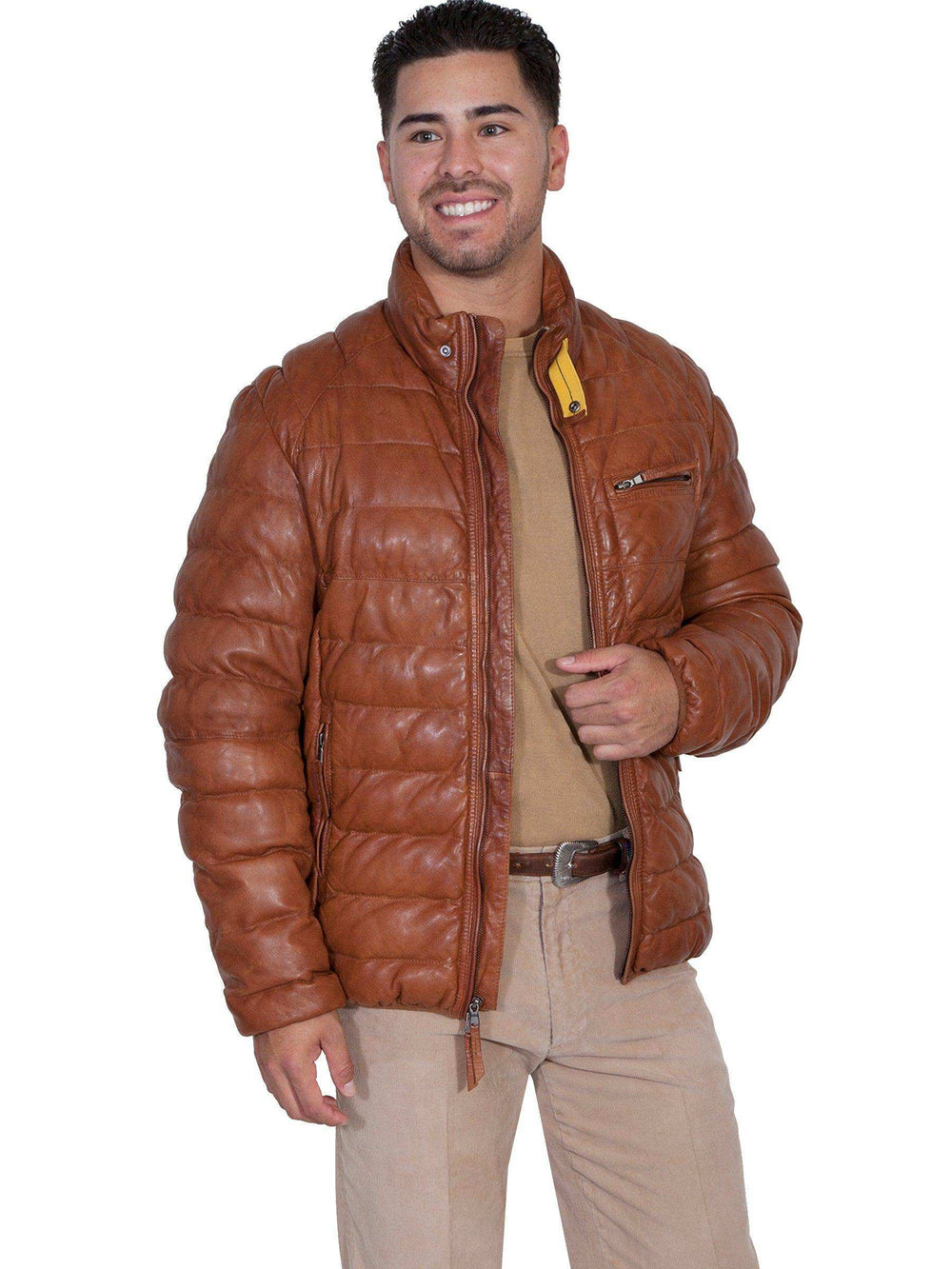 Scully COGNAC SOFT LAMB RIBBED LEATHER JACKET - Scully Leather - Flyclothing LLC