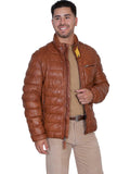 Scully COGNAC SOFT LAMB RIBBED LEATHER JACKET - Scully Leather