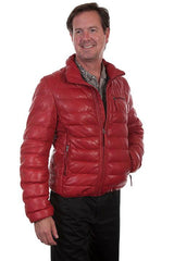 Scully RED LAMB RIBBED LEATHER JACKET - Flyclothing LLC