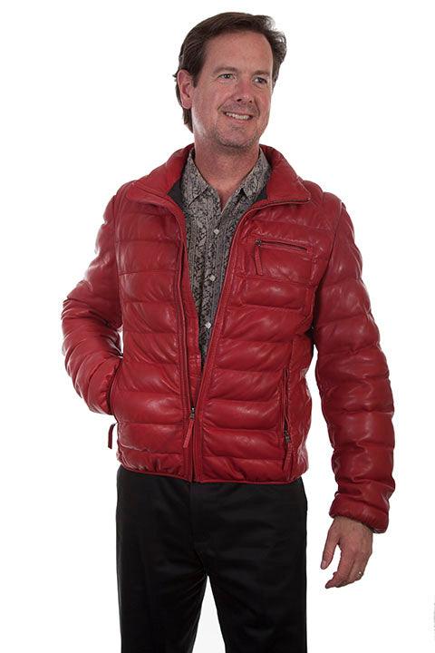 Scully RED LAMB RIBBED LEATHER JACKET - Flyclothing LLC