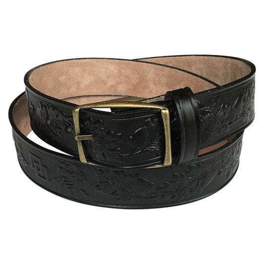 Square Dancer Pattern Genuine Leather Western Belt in Black - Rockmount Clothing - Flyclothing LLC
