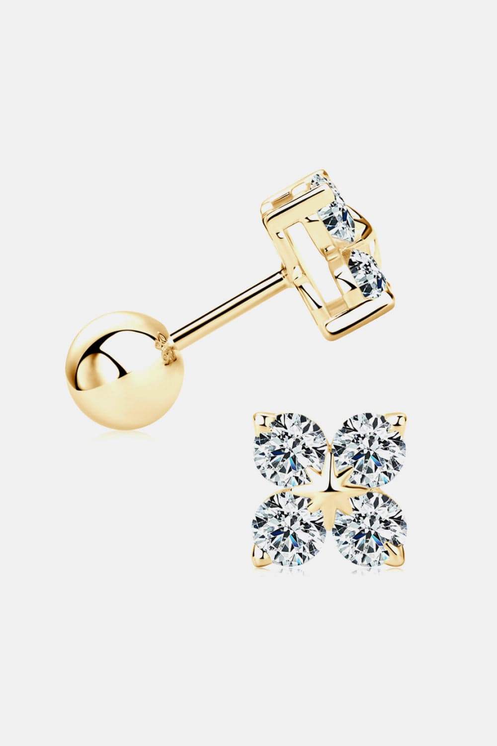 Moissanite 925 Sterling Silver Four-Leaf Clover Shape Earrings - Trendsi - Flyclothing LLC