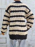 Striped Contrast Open Front Long Sleeve Cardigan - Trendsi - Flyclothing LLC