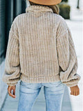 Fuzzy Button Up Collared Neck Jacket - Trendsi