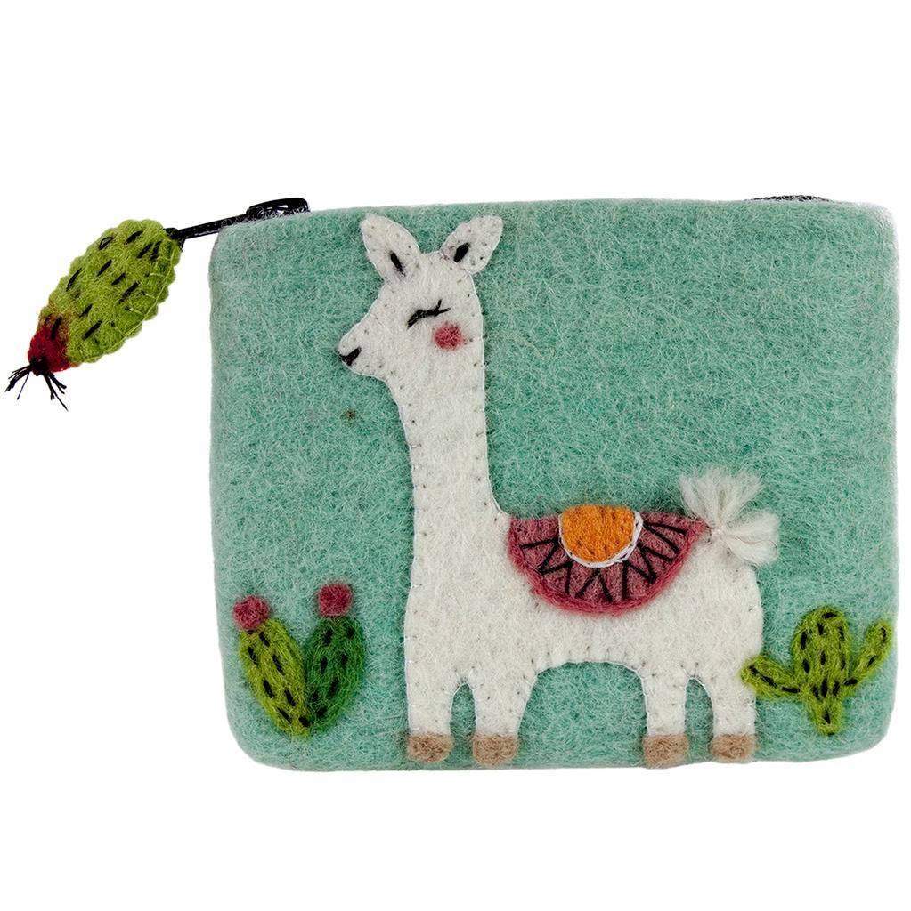 Felt Happy Llama Coin Purse - Wild Woolies (P) - Wild Woolies (P)