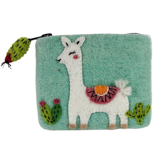 Felt Happy Llama Coin Purse - Wild Woolies (P) - Wild Woolies (P)