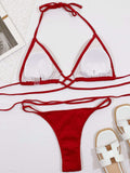 Halter Neck Crisscross Ribbed Bikini Set - Trendsi - Flyclothing LLC
