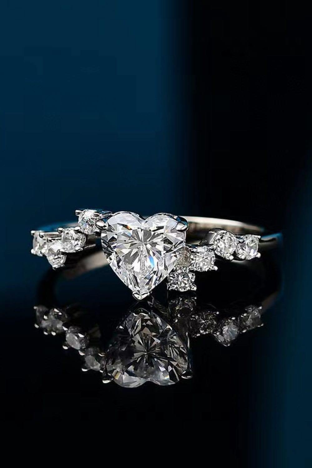 1 Carat Moissanite Heart 925 Sterling Silver Ring - Trendsi