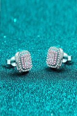 1 Carat Moissanite and Zircon Contrast Geometric Stud Earrings - Trendsi - Flyclothing LLC