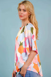 Printed Notched Neck Half Sleeve Blouse - Trendsi - Flyclothing LLC