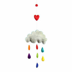 Rainbow Raindrops Felt Mobile Hanging Room Decor - Global Groove Direct