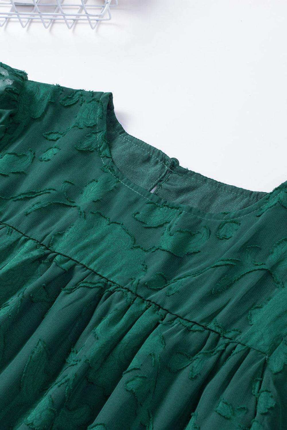 Round Neck Puff Sleeve Blouse - Trendsi - Flyclothing LLC