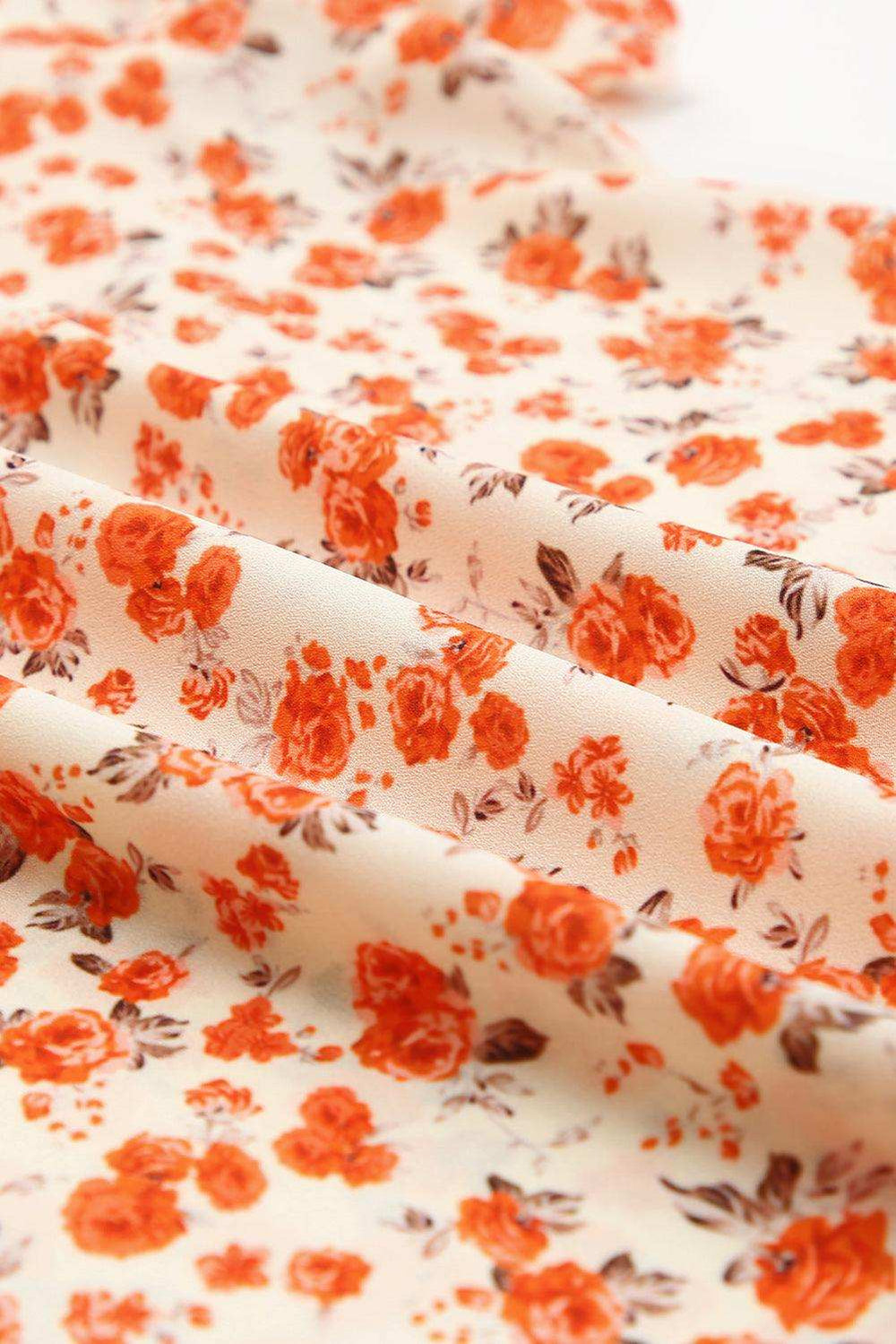 Floral Round Neck Flutter Sleeve Blouse - Trendsi - Flyclothing LLC