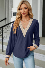 V-Neck Long Sleeve T-Shirt - Trendsi - Flyclothing LLC
