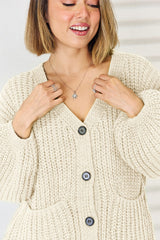 Pocketed Button Up Dropped Shoulder Cardigan - Trendsi