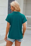 Johnny Collar Short Sleeve Blouse - Trendsi - Flyclothing LLC