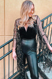 Sequin Open Front Sheer Cardigan - Trendsi - Flyclothing LLC