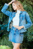Veveret Button Up Raw Hem Denim Jacket - Flyclothing LLC