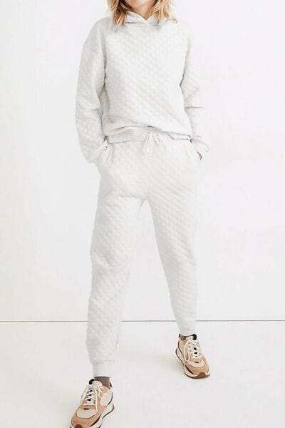 Dropped Shoulder Hoodie and Drawstring Pants Set - Trendsi - Flyclothing LLC