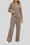 Ribbed Long Sleeve Top and Pocketed Pants Set - Trendsi