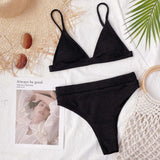Spaghetti Strap Ribbed Bikini Set - Trendsi - Flyclothing LLC