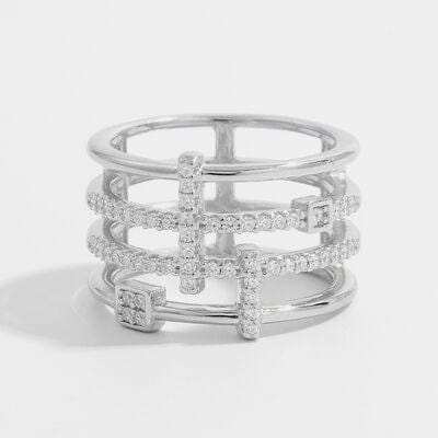 925 Sterling Silver Inlaid Zircon Ring - Trendsi - Flyclothing LLC