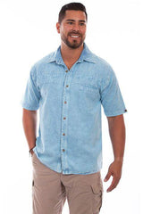 Scully DISTRESSED SKY BLUE PALM EMBROIDERY - Scully Leather - Flyclothing LLC