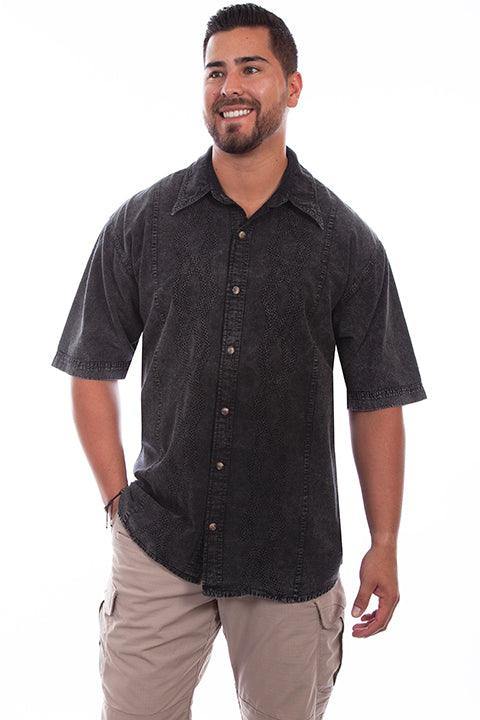 Scully BLACK DISTRESSED MENS TRAC SHIRT - Scully Leather