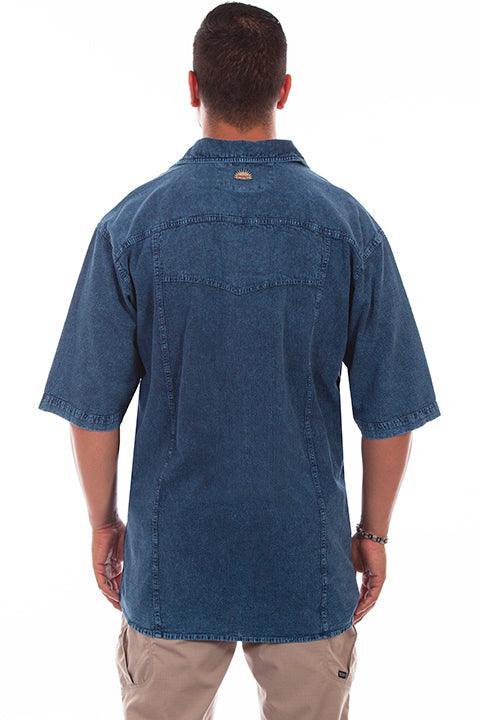 Scully DENIM DISTRESSED MENS TRAC SHIRT - Scully Leather