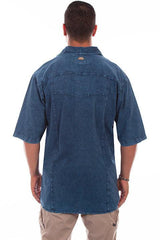 Scully DENIM DISTRESSED MENS TRAC SHIRT - Scully Leather
