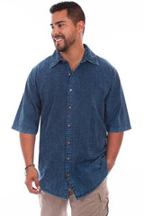 Scully DENIM DISTRESSED MENS TRAC SHIRT - Scully Leather