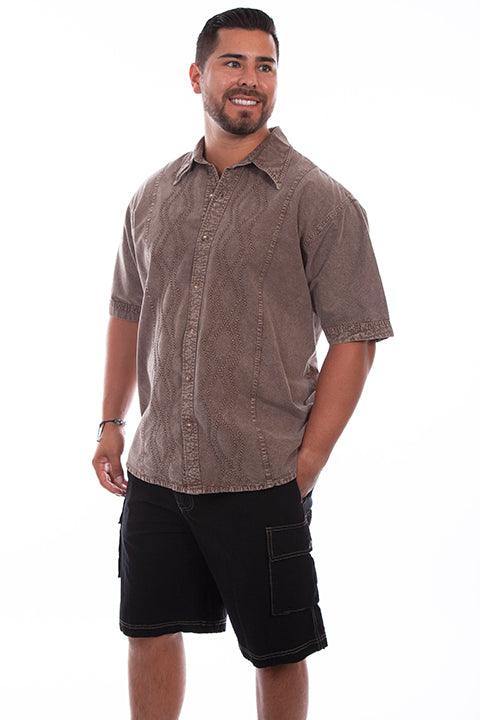 Scully LATTE DISTRESSED MENS TRAC SHIRT - Scully Leather