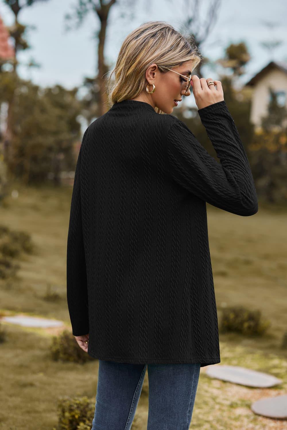 Open Front Long Sleeve Cardigan - Trendsi