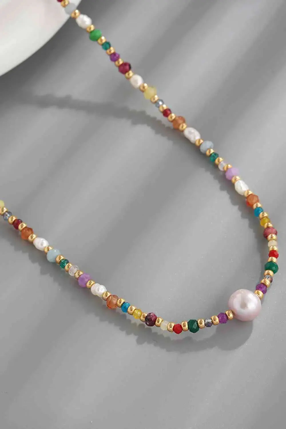 Multicolored Bead Necklace - Trendsi - Flyclothing LLC
