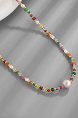Multicolored Bead Necklace - Trendsi - Flyclothing LLC