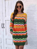 Openwork Round Neck Sweater Dress - Trendsi - Flyclothing LLC