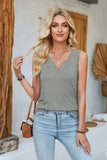 Heathered Notched Wide Strap Tank - Trendsi - Flyclothing LLC