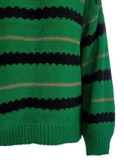 Striped Round Neck Long Sleeve Sweater - Flyclothing LLC