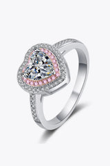 1 Carat Moissanite Heart 925 Sterling Silver Ring - Trendsi - Flyclothing LLC