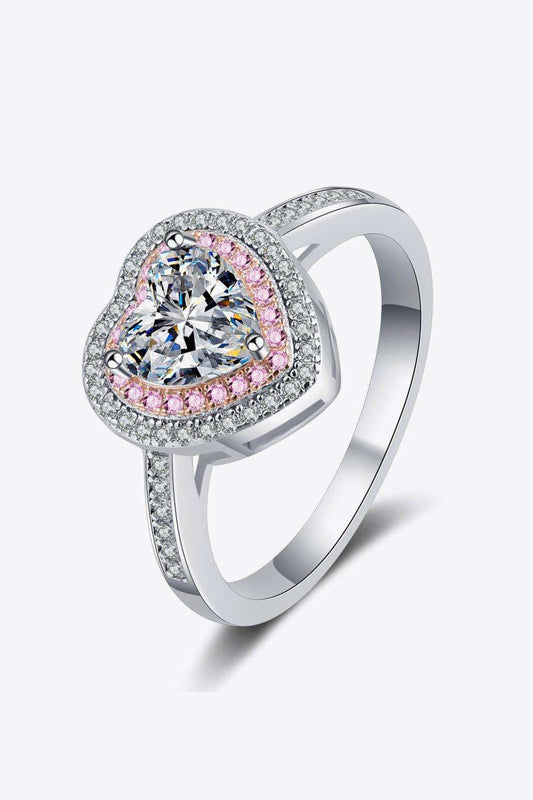 1 Carat Moissanite Heart 925 Sterling Silver Ring - Trendsi - Flyclothing LLC