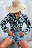 Printed Tie Neck Puff Sleeve Blouse - Trendsi - Flyclothing LLC